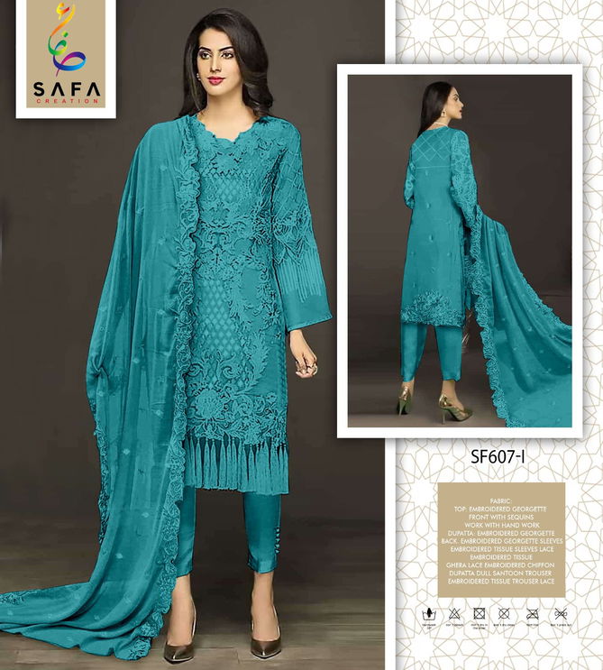 SF PK 607 Safa Embroidery Georgette Pakistani Readymade Suits Wholesale Price In Surat
